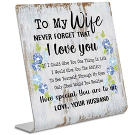 Gift for Wife from Husband To My Wife Sign Plaque Gift Wedding Anniversary Romantic Gifts for Wife Birthday Christmas Valentine's Mother's Day from Husband 4 x 4 inch XUV66