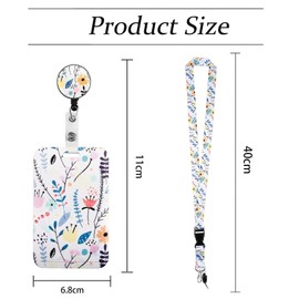 ID Card Holder with Strap, Extendable Lanyard with Card Case, Retractable Key Ring Set, White ID Card Holder, Badge, Buddy Kit for Women, Teachers, Doctors, Students