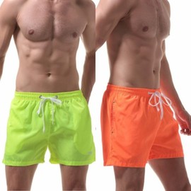 Men's Neon Swim Trunks Summer Beach Shorts INSUM103 Green/2XL 2ea