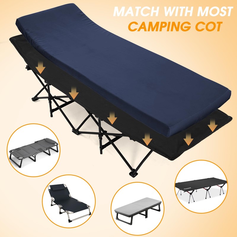 CYMULA Camping Cot Mattress 2in Memory Foam Sleeping Pad,Soft Warm