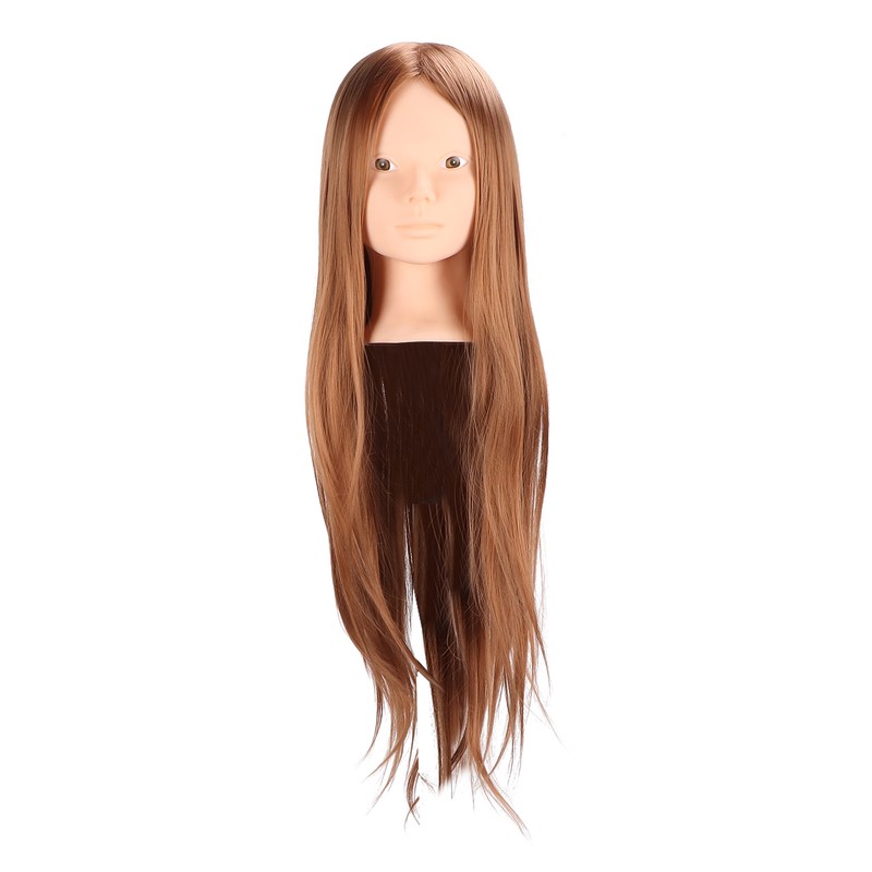 Long Hair Mannequin Head Light Brown Hairdresser Practice Training Head