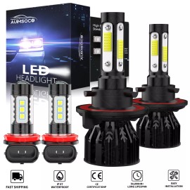 AUIMSOCO For Ford Focus 2008 2009 2010-2011 LED Headlight High&Low + Fog Light Kit 6000K