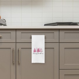 DOTAIN Pink Christmas Trees Kitchen Towels, Hand Towels - 16 X 24 Inches