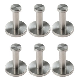 Mgoodoo Stainless Steel Wall Hook, Wall Hook, Hanger, Storage, Includes Screws, Hat Hanger, Coat Hanging (1.6 x 2.0 inches (40 x 52 mm), Silver 6 Pieces