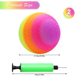 Aleker 2 Pcs Inflatable Beach Ball with Pump, Summer Swimming Pool Balls Party Toys for Kids and Adults, Rainbow Beach Balls for Beach Garden Playground Indoor and Outdoor