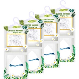 Moisture Absorber Packets Hanging Closet Dehumidifier Bags 4 Pack Fragrance Free Humidity Packs for Wardrobes Bedrooms