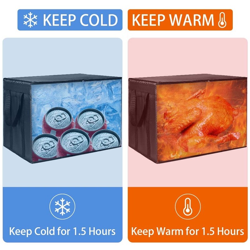 CIVJET Insulated Food Delivery Bag, XXXL Insulated Reusable Grocery Cooler/Hot
