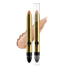 SWEET NIGHT Eye Shadow Pencil, Eye Shadow Stick, Eye Shadow Pen, Double-Ended Type, Peach Orange, High Color, Sparkle, Teardrop Bag, Eye Makeup, Waterproof (02-Peach Orange)