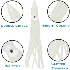 Fishing Squid Skirts Octopus Lures Glow, Soft Plastic Fishing Baits Trolling Lure Saltwater for Bass Salmon Trout Multicolored 7cm 9cm 11cm
