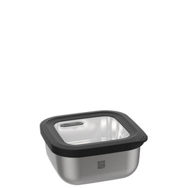 GEFU Provido Food Storage Container, 400 ml, Square, Storage Container, Cold and Heat Resistant, Intelligent Storage Control via App, Black/Silver