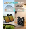 22000mAh Camping Solar Fan, 10" Dual-Panel Rechargeable Solar Powered Fan