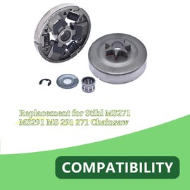 ALL-CARB 0.325-7T Spur Sprocket Clutch Drum E-Clip Washer Kit Replacement for Stihl MS271 MS291 MS 291 271 Chainsaw 1121 160 2051, 1141 640 2001