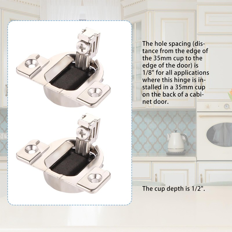 Lyreh 8pcs Cabinet Hinges for Blum, Silver Stainless Steel 1/2
