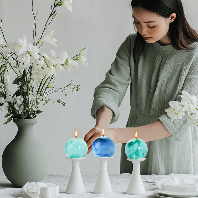 MAITREYA Tie dye Rustic Round Pillar Candles-Unscented Decoration Candles Set