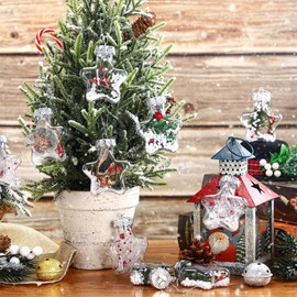 12 Pieces Christmas Rustic Star Ornaments Tree Decorations Hanging Star Shaped Plastic Christmas Star Ornaments Xmas Adornment Hanging Ornaments Xmas Pendant for Festive Embellishments