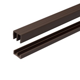 1/4" Panel Sliding Door Track - 48" Brown Plastic Upper & Lower Set, USA Made, Pack of 1 - Outwater