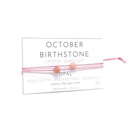 Birthstone Crystal Bracelet - Birthday Crystal Bracelet - Natural Gemstone Birthstone Bracelet (October - Opal)