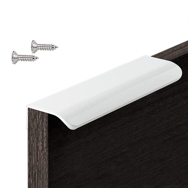 Pack of 6 Concealed Cabinet Handles, Pure White Kitchen Handles,