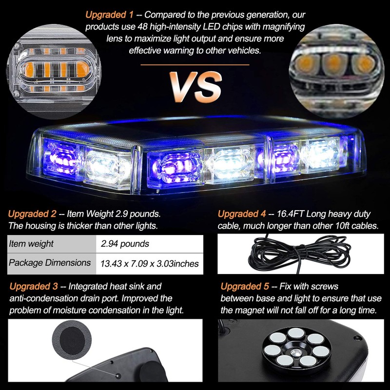 ASPL 48LED Roof Top Strobe Lights, High Visibility Emergency Safety