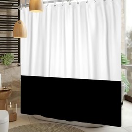 Xiaoterna Striped Shower Curtain Modern Simple White and Black Striped Shower Curtain Modern Line Abstract Geometric Shower Curtain Machine Washable Waterproof Fabric 180 x 180 cm