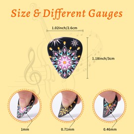 Cobahom 45 Pack Guitar Picks Premium Celluloid Guitar Pick with Velvet Bag Thin Medium Heavy Thickness for Acoustic, Electric Guitar, Bass, 0.46mm, 0.71mm,1mm (Vintage)