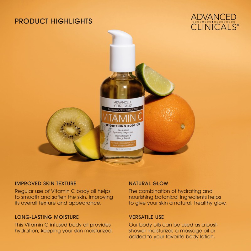 Advanced Clinicals Vitamin C illuminating Body Oil For Women &