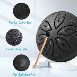 YILNUNFU Outdoor Rain Drum, 3 Inch 6 Tones Rain Drum Tongue Drum with Beaters Mini Rain Drum Instrument Steel Tongue Drum for Meditation Yoga Sound Healing