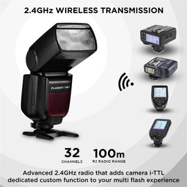 Flashpoint Zoom II AA R2 TTL On Camera Flash Speedlight for Nikon, 76ws 2.4GHz 1/8000s HSS Speed Light with 0.1-2.6s Recycle Time, 4X AA Alkaline 1.5v LR6 Batteries, 330 Full-Power Flashes