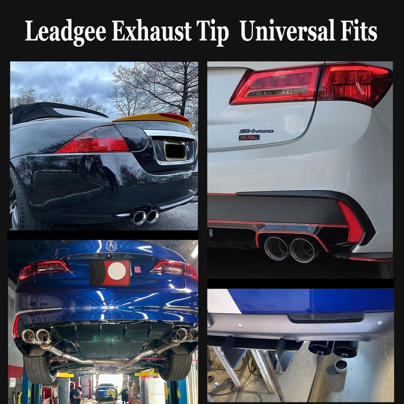 Leadgee Pack of 2 Dual Exhaust Tips, 2.5 Inch Inlet,