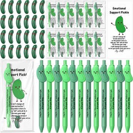 Sayglossy 24 Set Funny Pickle Valentine's Day Employee Appreciation Gifts Bulk Coworker Motivational Pens Cute Mini Cucumbers Inspirational Card Bookmark Funny Desk Accessories for Team Teacher Staff