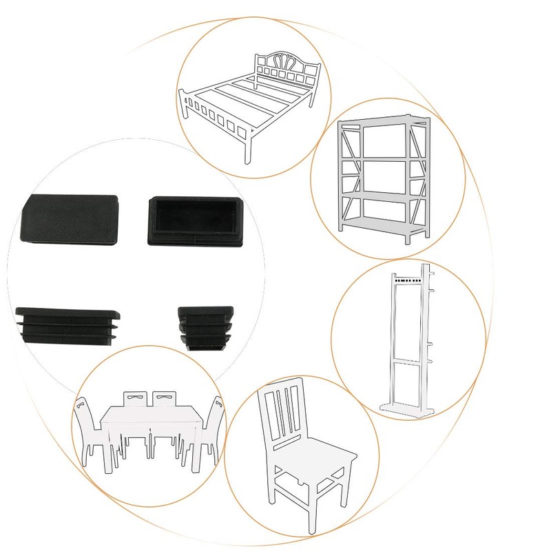sourcingmap Plastic Rectangle Blanking End Tubing Cap Insert Bung 50mm