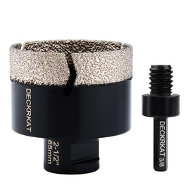 Diamond Hole Saw, 2-1/2" Hole Saw for Tiles Granite Marble Ceramic Glass Porcelain, 65mm Core Drill Bit with 5/8-11 Thread and 3/8” Hex Shank Adapter for Angle Grinders & Drills