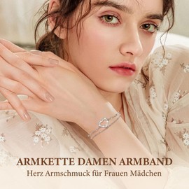 Women's Silver Bracelet Heart – Stainless Steel Bracelet Heart Bracelets, Adjustable 16 + 5 cm, Love Gift for Women Girls, Gifts Best Friend Mum for Mother's Day Birthday, Stainless Steel, No gemstone