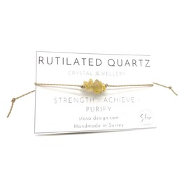 Stosa - Crystal String Bracelet, Crystal String Anklet, Crystal Friendship Bracelet - Handmade (Rutilated Quartz)