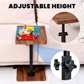 C Table End Table Adjustable Height,C Shaped End Table for Couch，360°Swivel TV Tray Table,Couch Tables That Slide Under,Couch Coffee Side Table for Bed,Chair,Bathtub,Snacks,laptops-Walnut Color