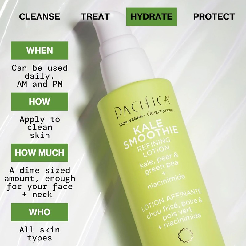 Pacifica Beauty Kale Smoothie Refining Lotion Face Moisturizer Serum Assists