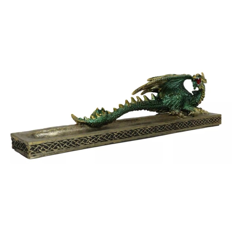 Medieval Celtic Green Dragon Roaring Incense Burner Holder Decorative Figurine