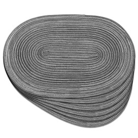 Noctiflorous Oval Braided Placemats Set of 6 Woven 12x18 Inch Non Slip Washable Heat Resistant Place Mats Round Tablemats for Dining Kitchen Party Daily Table Decor Dinner Mats (03 Black, 6)