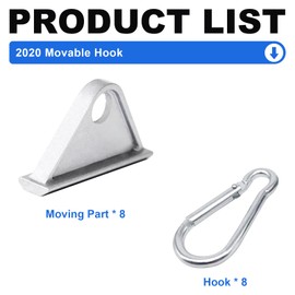 Seekliny 8 Pack 2020 Extrusion Sliding Hook for 20 Series T-Slot V-Slot Aluminum Extrusion Hardware Accessories Silver