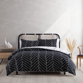 City Scene - Twin Comforter Set, Reversible Cotton Bedding with Matching Sham, Modern Home Decor (Ceres Black, Twin)