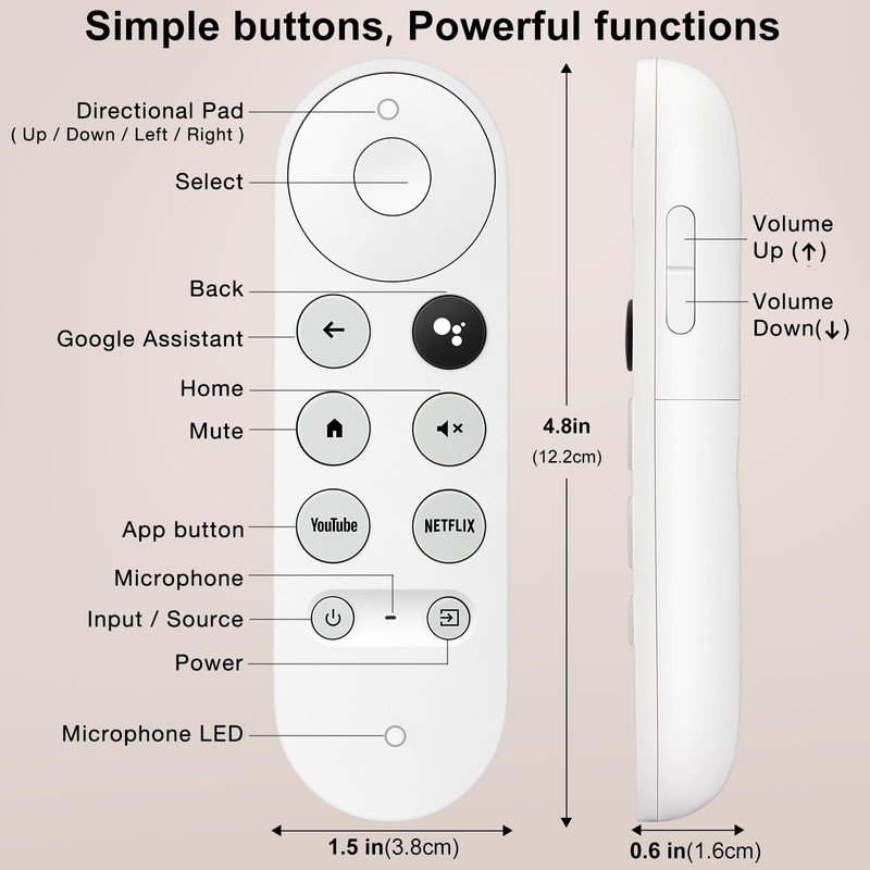 Voice Replacement for Google-Chromecast-Remote, G9N9N for Chromecast with Google TV