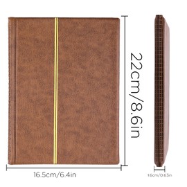 SAVITA 250 Pockets Coin Album 10 Pages Leather Coins Collection Book Penny Collector Book for Coin Collectors (Brown)