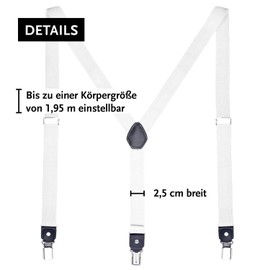 DonDon men's Y-shaped, narrow 2.5 cm braces, elastic and adjustable, set of 2 with matching bow tie, 12 x 6 cm. -