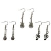 3 Pairs in set, Guitar Earrings, Microphone Earrings, Treble Clef