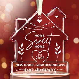 House Warming Gifts New Home, New Home Ornament 2025, New Home Gift Ideas Decor- Best Housewarming Gifts 2025 - Glass Ornament