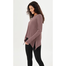 ODODOS Women's Modal Soft Long Sleeve Tee with Thumb Hole Athletic Gym Workout Tops Yoga Shirts, Dusty Rose, X-Large