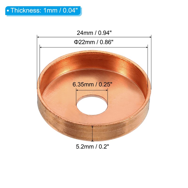 PATIKIL 7/8" Copper End Cap with 1/4" Hole, 5 Pcs
