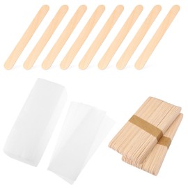 Tiras de Cera Depilatoria 200 Piezas con Varillas de Madera
