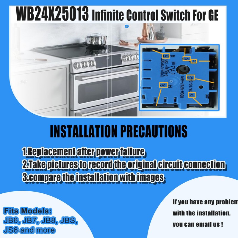 WB24X25013 Electric Range Infinite Control Switch Replace for GE, WB24X25013