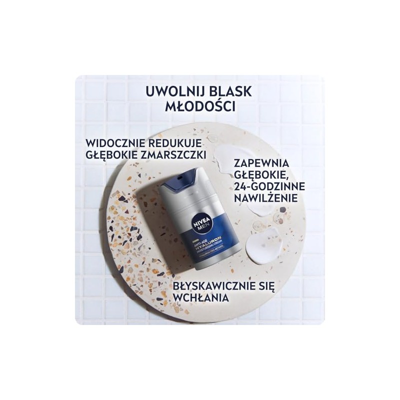 NIVEA MEN Hyaluronic Anti-Ageing Anti-Wrinkle Cream with Hyaluronic Acid for